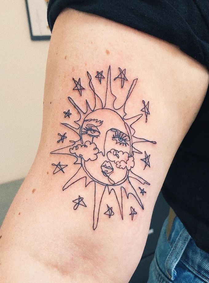 Black & Gray Sun Tattoo