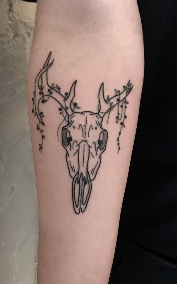 Broken Deer Skull Tattoo