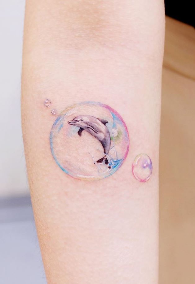 Dolphin In The Bubble Tattoo