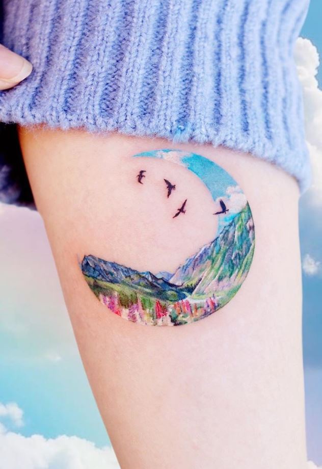 Moon Landscape Tattoo