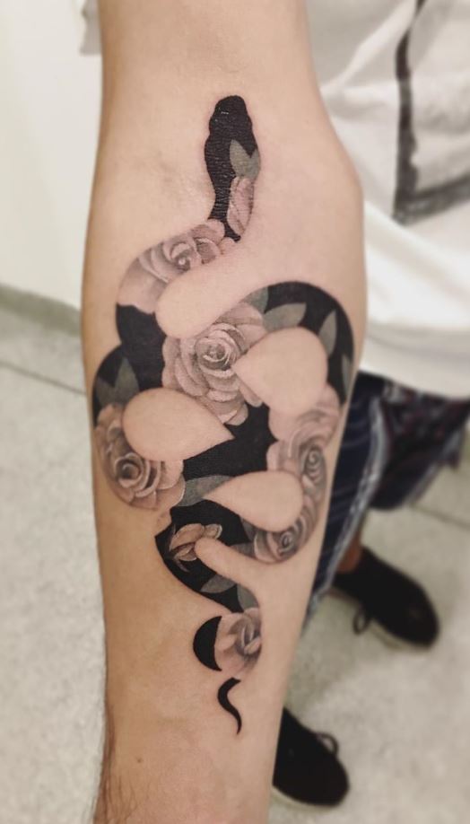 Roses & Snake Tattoo