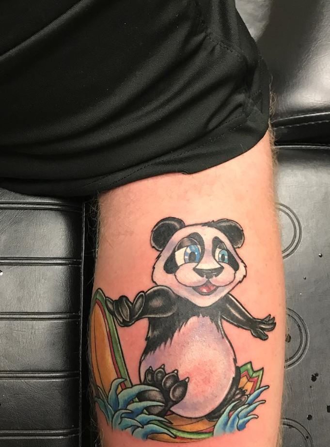 Surfing Panda Tattoo