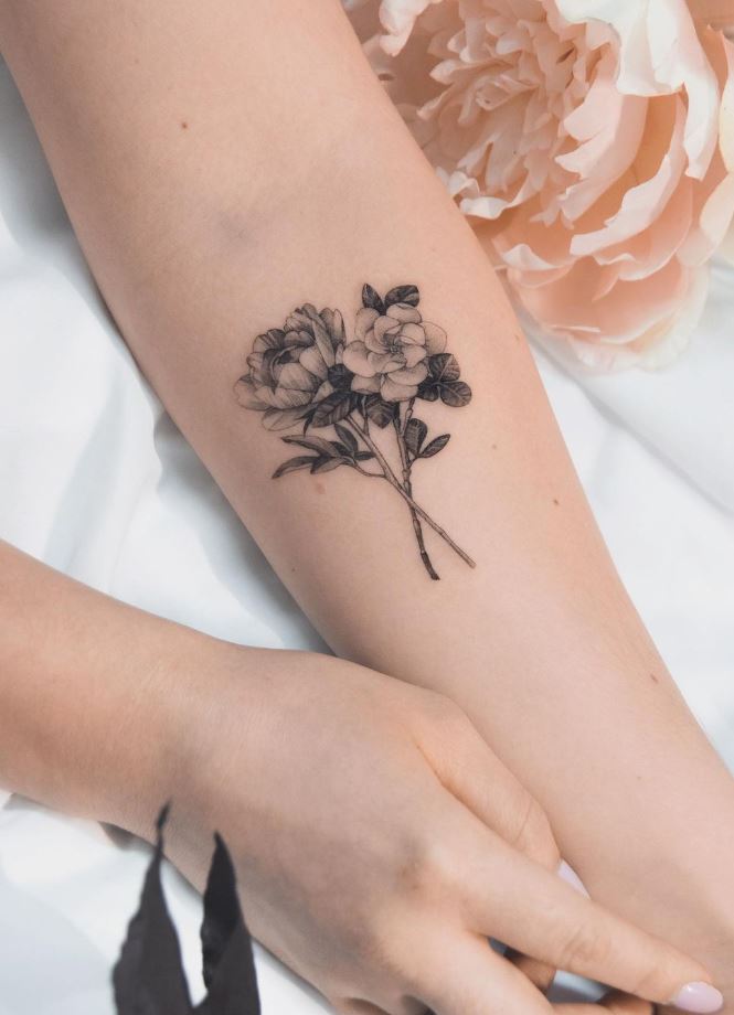Gray Flowers Tattoo