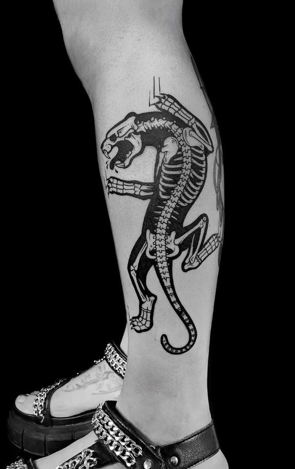 Black Panther Skeleton Tattoo
