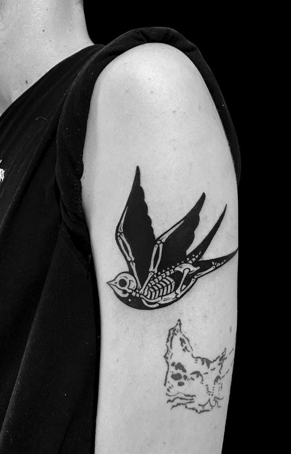 Swallow Skeleton Tattoo