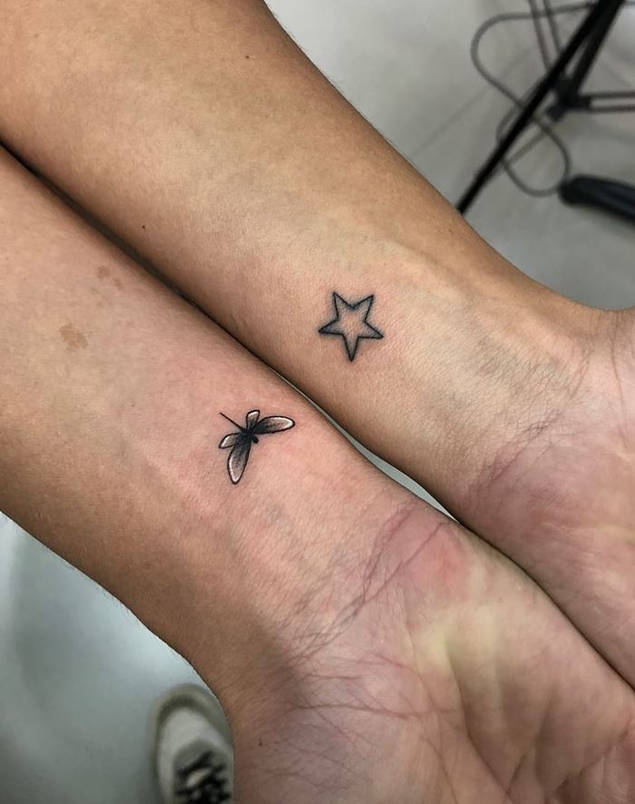 Tiny Star & Butterfly Tattoo