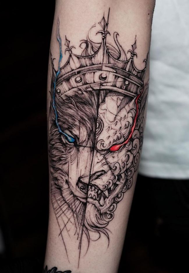 Wolf & Lion Tattoo
