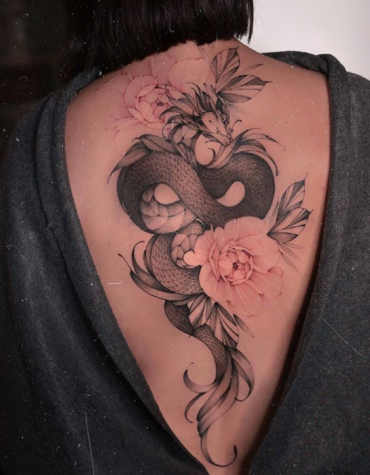 Flower Dragon Tattoo