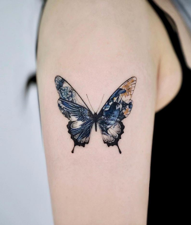 Bird And Butterfly Tattoo